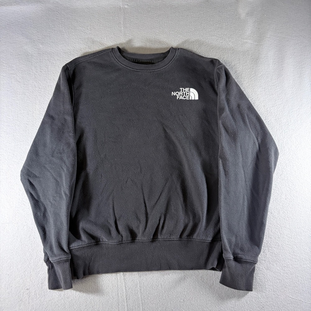 The North Face Mens Small Black Crewneck Sweatshirt Fleece Pullover Logo‎